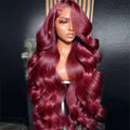 13x6 Human Hair Lace Wig, High - Definition Burgundy Lace Wig, Human Hair With Aligned Cuticle Layer, Indian Hair Wig - Hairliegant