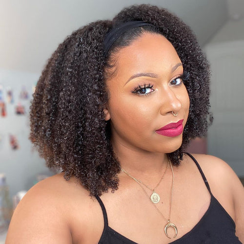 Black Hand Curl Small Curly Tube Binding Twist Fluffy Afro Wig - Hairliegant