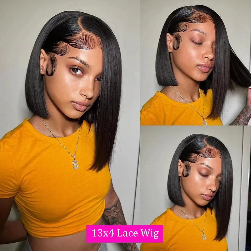Bob Wig Human Hair 13x4 Hd Lace Front Human Hair Wigs For Black Women Glueless Lace Front Wigs Pre Plucked Pre Cut Straight Bob - Hairliegant