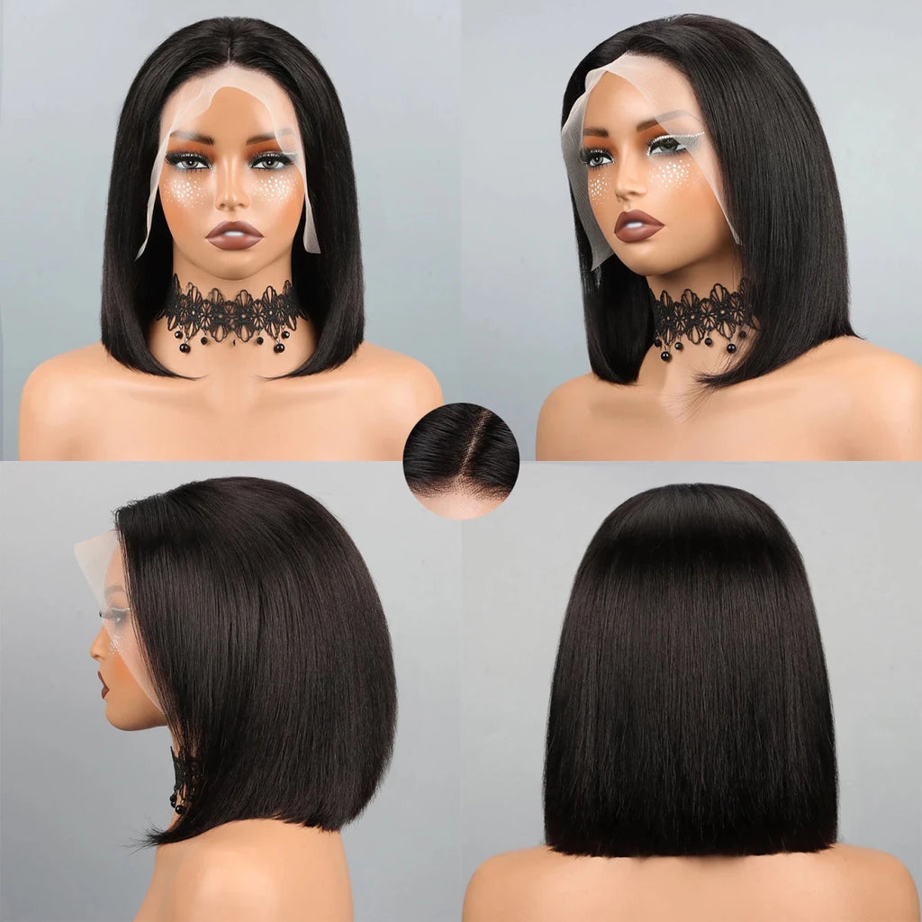 Bob Wig Human Hair 13x4 Hd Lace Front Human Hair Wigs For Black Women Glueless Lace Front Wigs Pre Plucked Pre Cut Straight Bob - Hairliegant