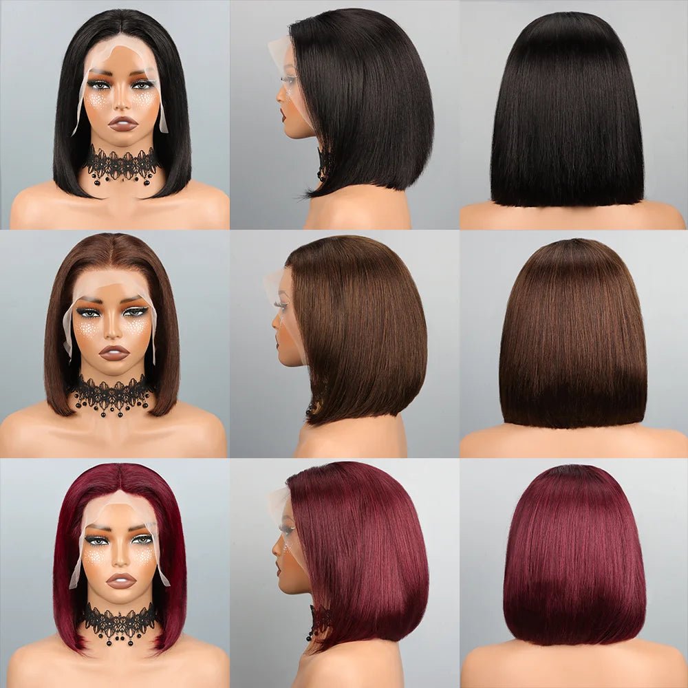 Bob Wig Human Hair 13x4 Hd Lace Front Human Hair Wigs For Black Women Glueless Lace Front Wigs Pre Plucked Pre Cut Straight Bob - Hairliegant