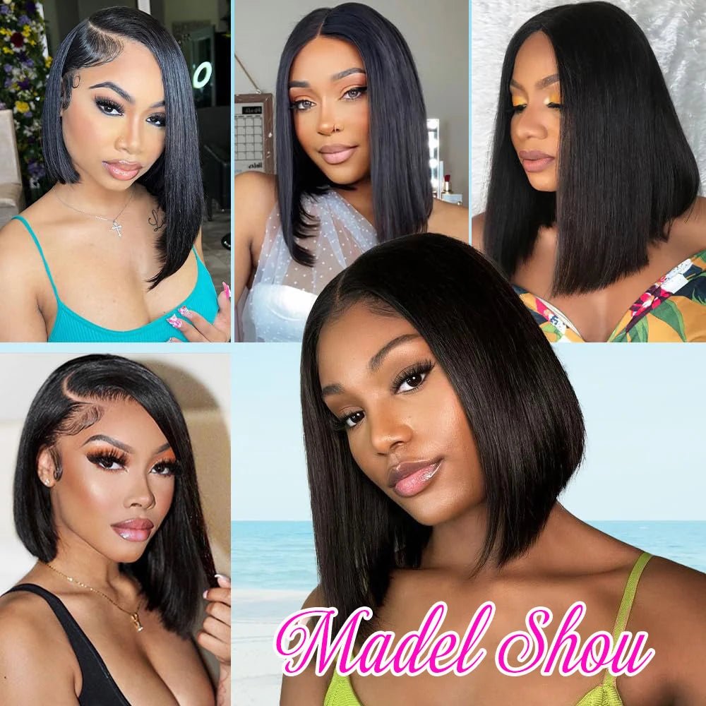 Bob Wig Human Hair 13x4 Hd Lace Front Human Hair Wigs For Black Women Glueless Lace Front Wigs Pre Plucked Pre Cut Straight Bob - Hairliegant