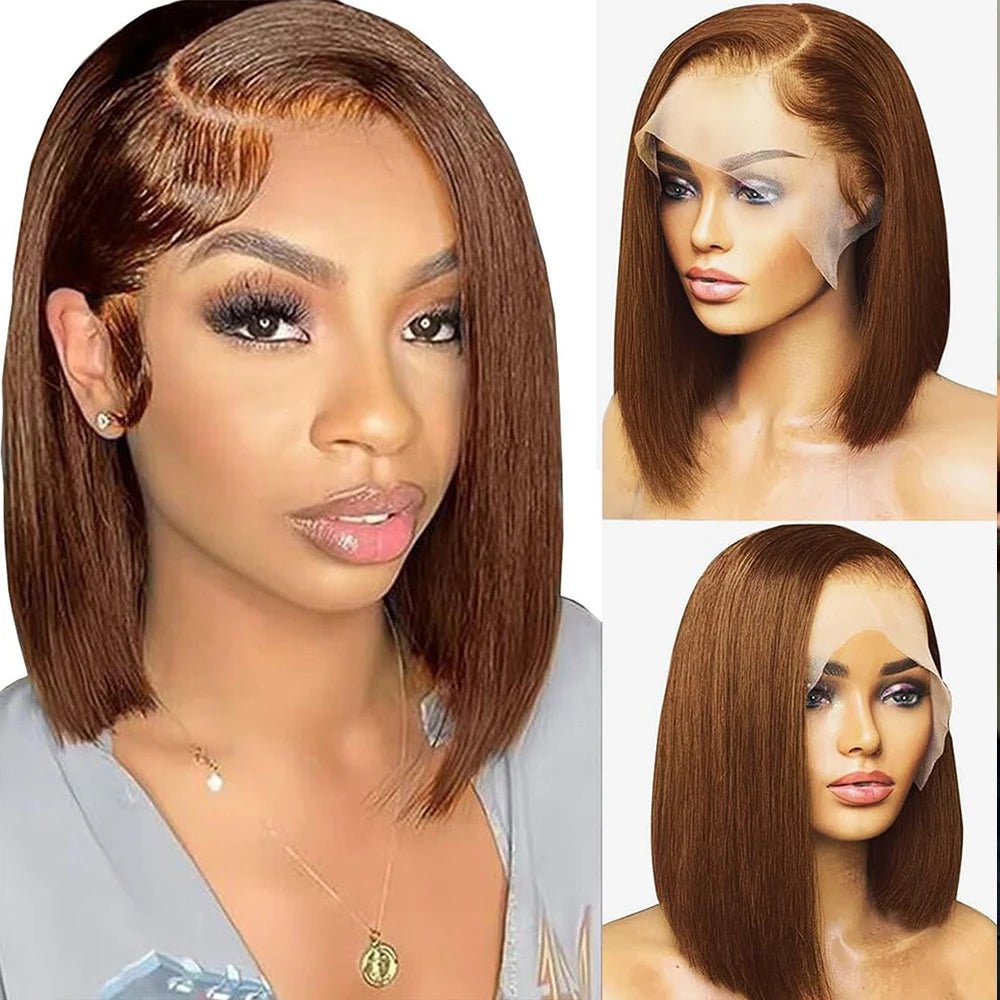 Bob Wig Human Hair 13x4 Hd Lace Front Human Hair Wigs For Black Women Glueless Lace Front Wigs Pre Plucked Pre Cut Straight Bob - Hairliegant