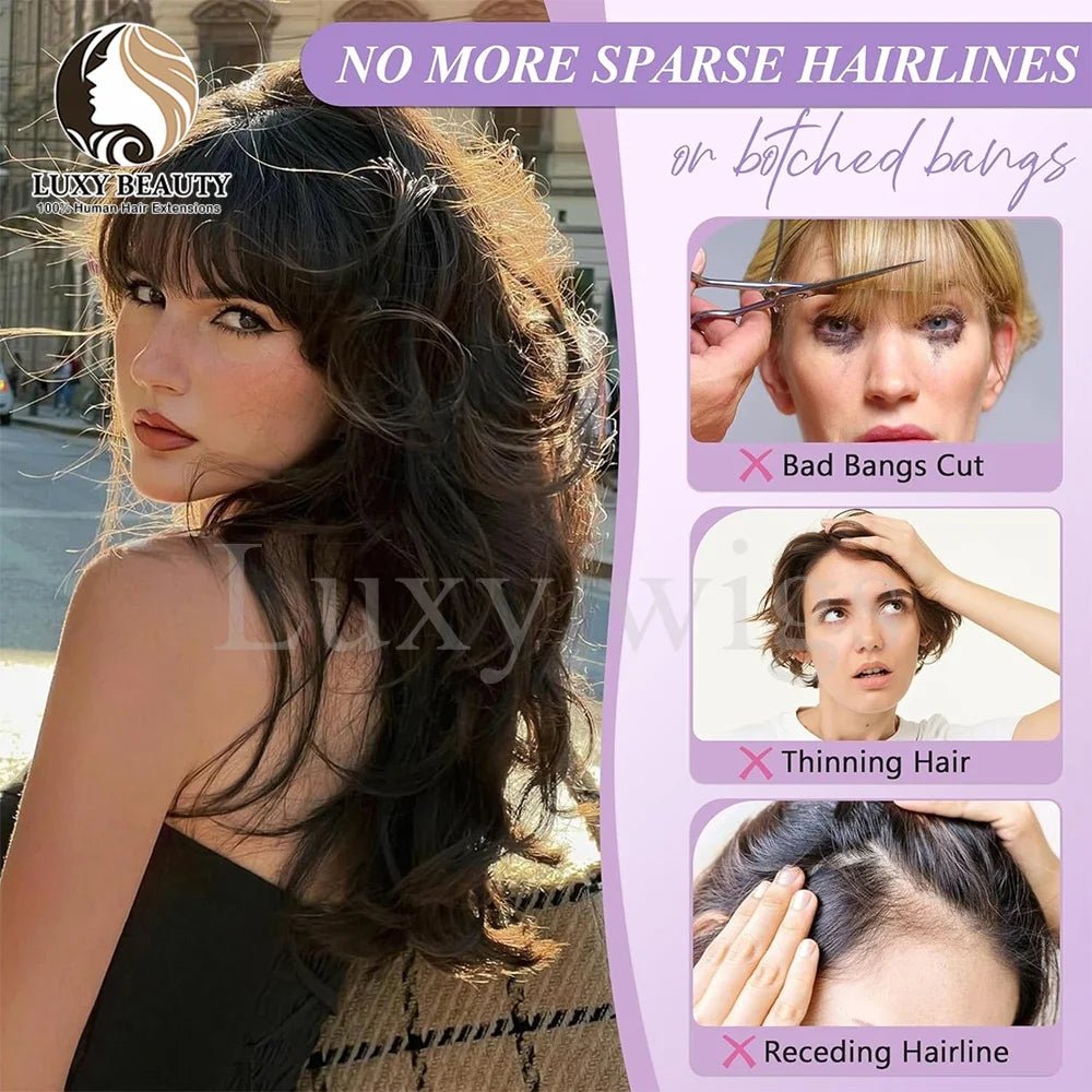Luxy Beauty Bangs Clip in Fringe for Women, Daily Wispy Bangs - Black, Brown, Blonde - Hairliegant