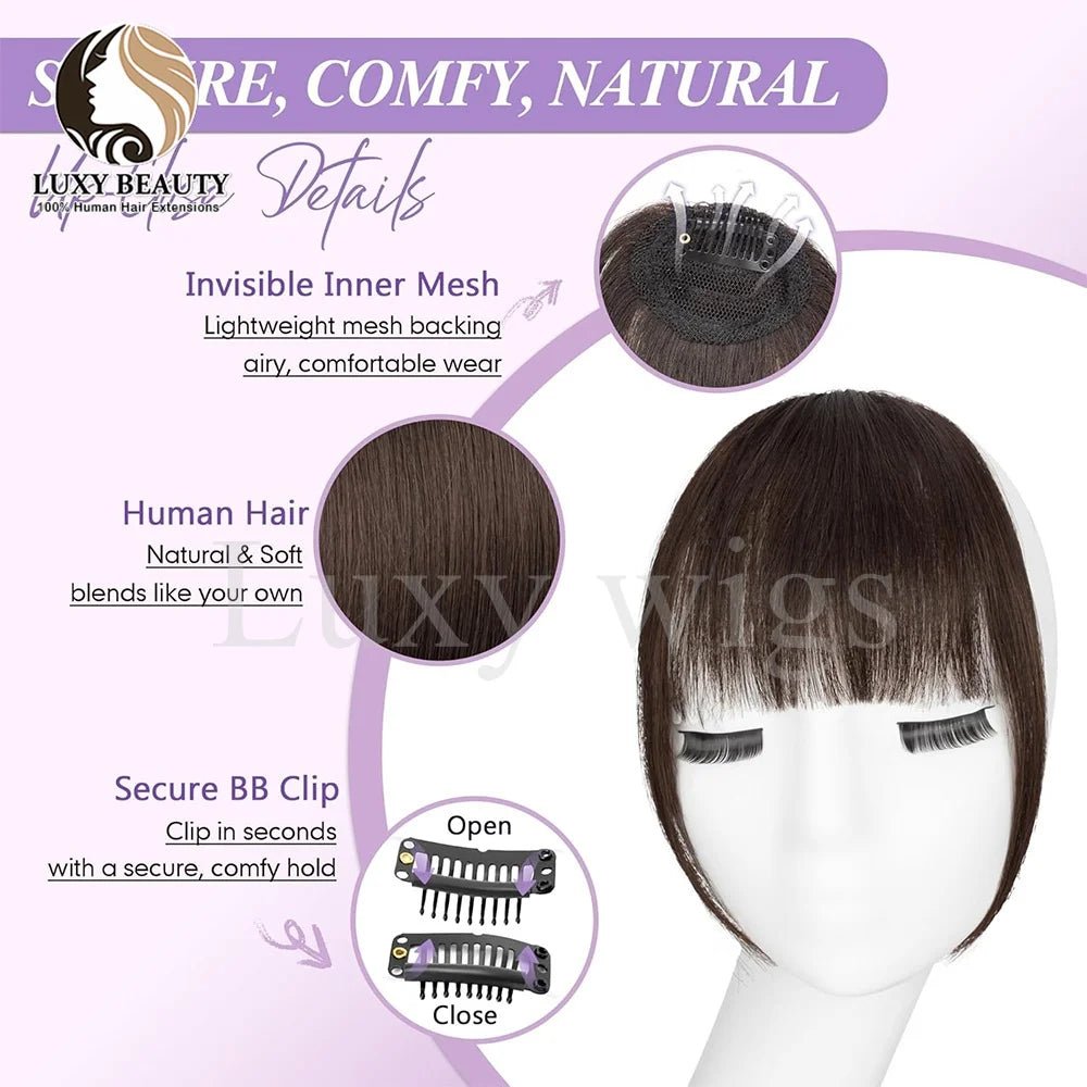 Luxy Beauty Bangs Clip in Fringe for Women, Daily Wispy Bangs - Black, Brown, Blonde - Hairliegant