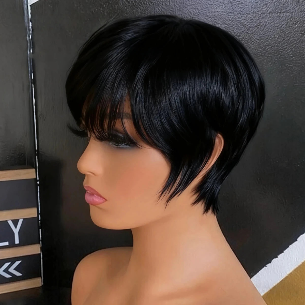 Human Hair Wigs Blonde Human Hair Wig With Bangs Wigs For Women Remy Hair Short Straight Hair Full Machine Made - Hairliegant